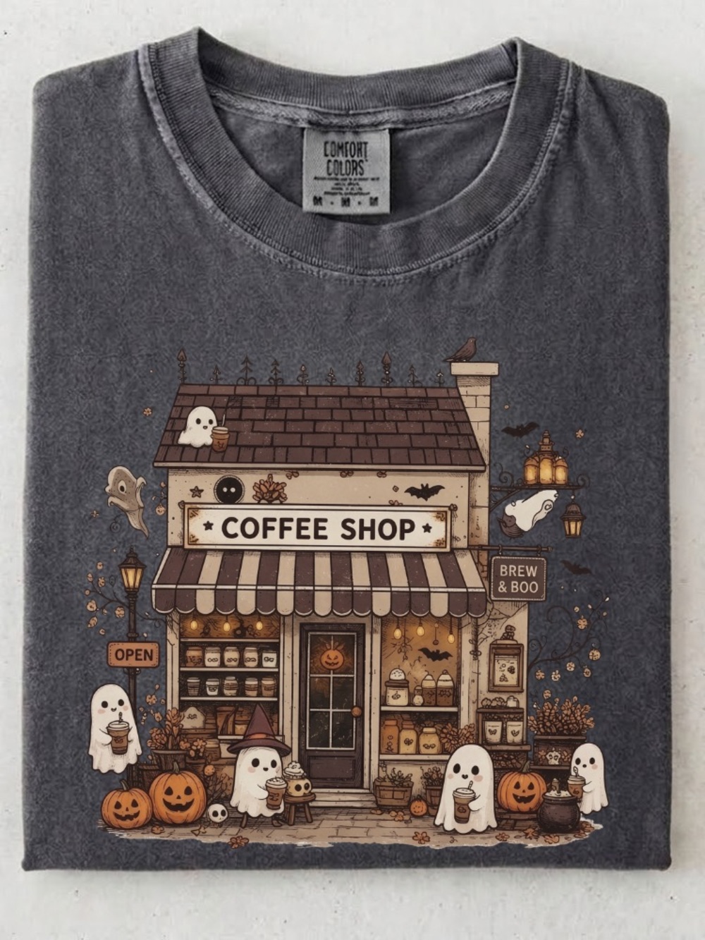 Comfort Colors Pepper Halloween Coffee Shop Graphic Tee